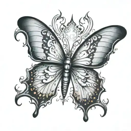 butterfly with tattoo wings on fire and evil tattoo design idea