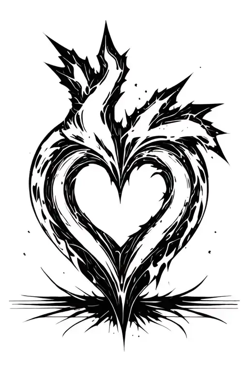 heart shape, cyber siglism, sharp points, top of foot, gothic  tattoo design idea