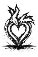 heart shape, cyber siglism, sharp points, top of foot, gothic  tattoo design idea