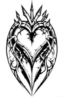 heart shape, cyber siglism, sharp points, top of foot, gothic  tattoo design idea