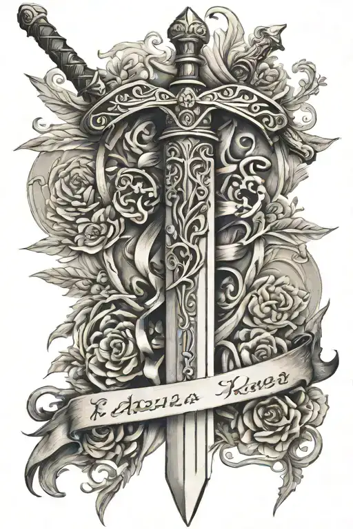 sword and proverbs 24:16 tattoo design idea