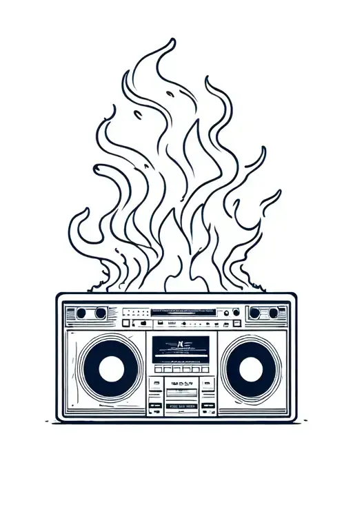 Boombox with lava pouring out of the speakers tattoo design idea