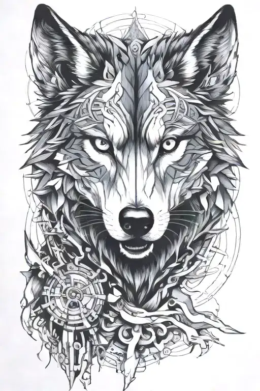 wolf running alongside tattoo design idea