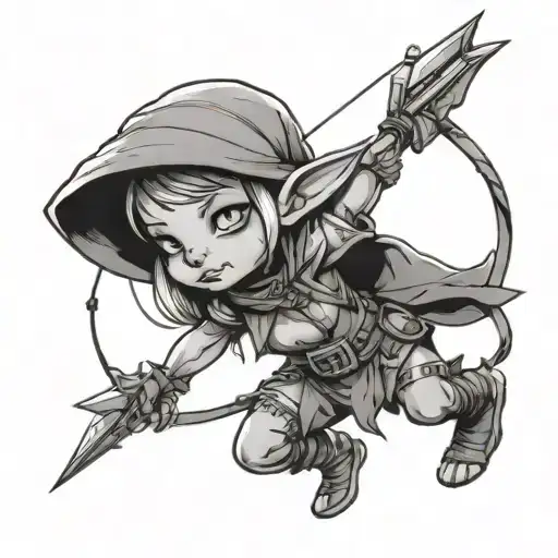 archer goblin cute girl tattoo design idea