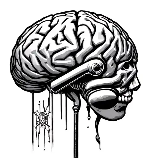 kill switch on a brain tattoo design idea