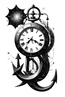 nautical clock, Aquarius constellation, tattoo design idea