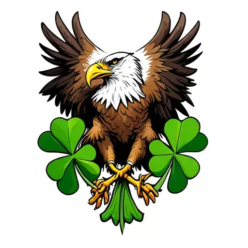 polish eagle clutching a shamrock in its talon tattoo design idea