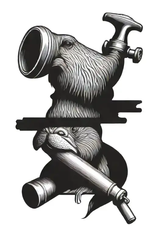 Whistle, walrus, squeegee tattoo design idea
