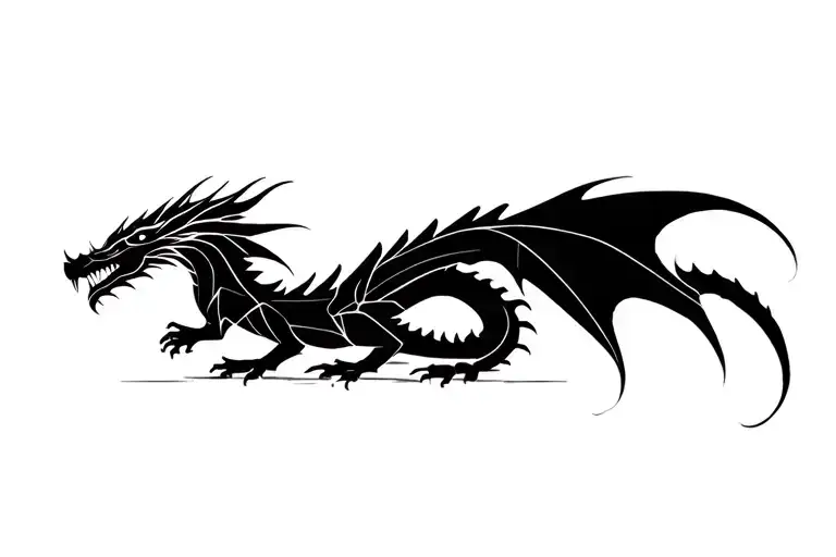 dragon cubism style tattoo design idea