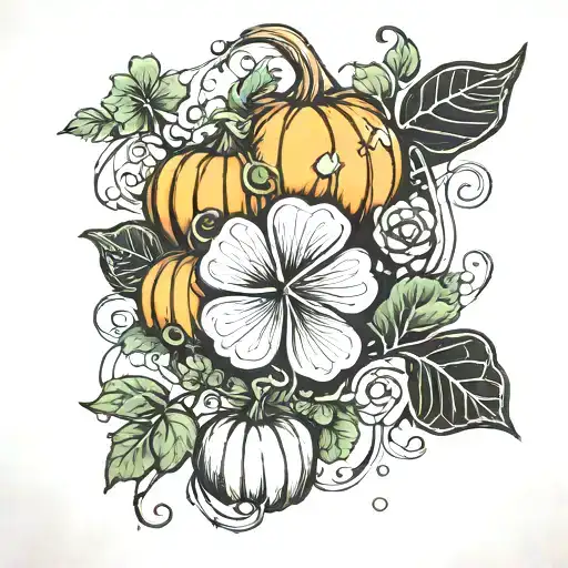 shamrock and pumpkin tattoo design idea