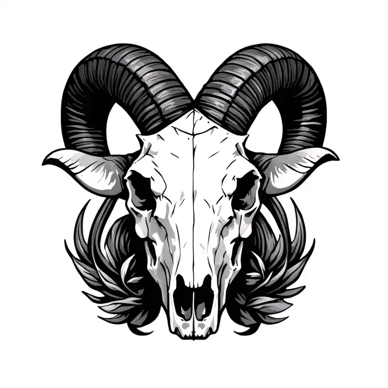 non satinic bighorn sheep skull tattoo design idea