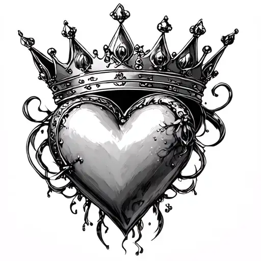 The crown and the heart tattoo design idea