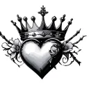 The crown and the heart tattoo design idea