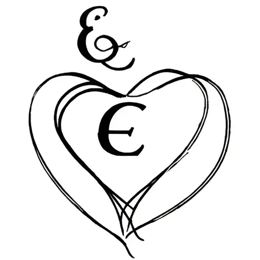 initial "E" And wrapped in a real heart tattoo design idea