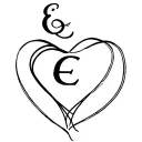 initial "E" And wrapped in a real heart tattoo design idea