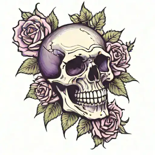skull roses purple The Family tattoo design idea