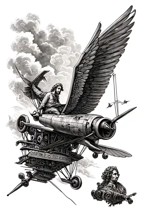 Leonardo davinci flying machine sleeve tattoo tattoo design idea