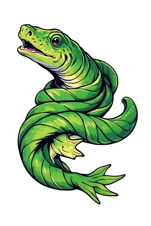 green moray Eel wrapped around forearm tattoo tattoo design idea