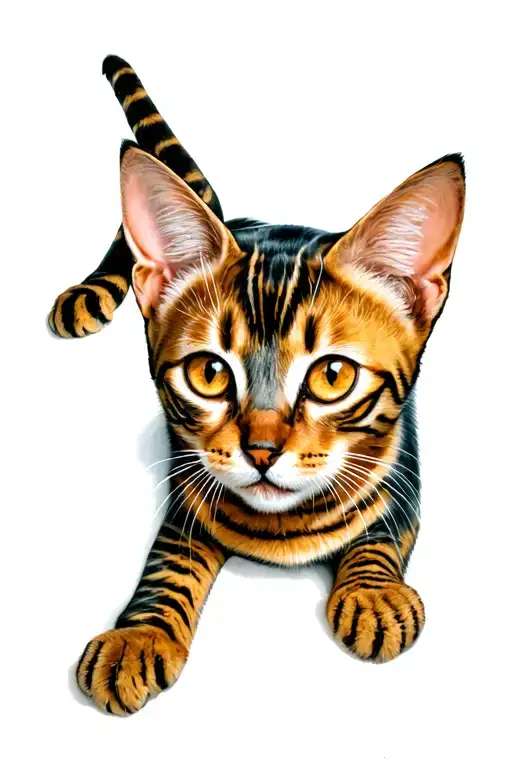 happy young bengal cat tattoo design idea