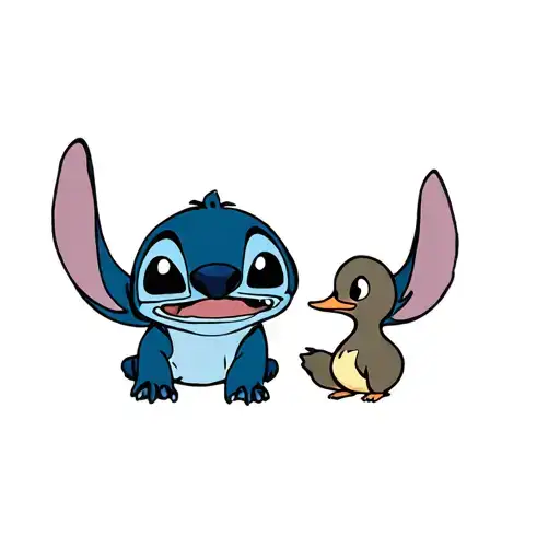 Stitch and the duckling from Lilo and Stitch tattoo design idea