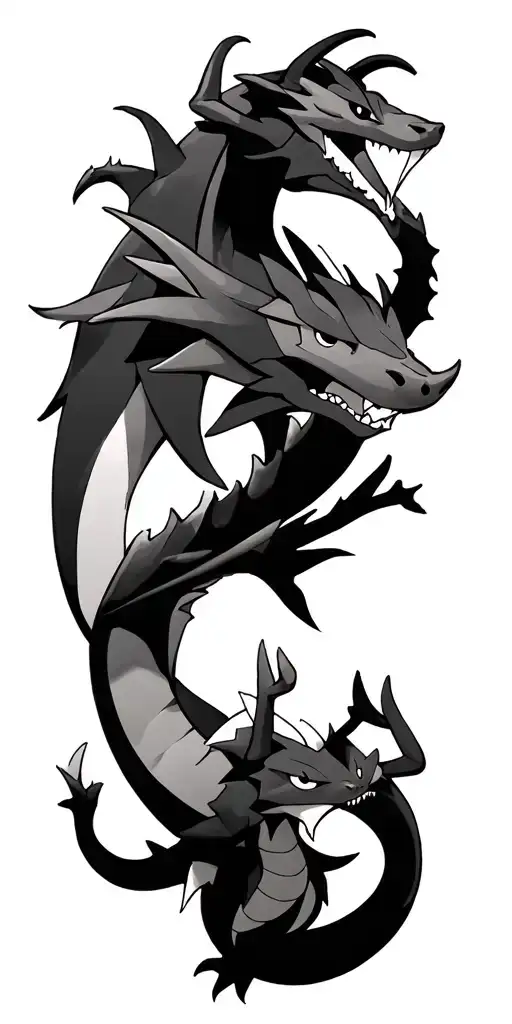 Rayquaza, Gyarados, Galarian Moltres, Mimikyu, Houndoom, and Grovyle, with blank space around mid to low forearm tattoo design idea