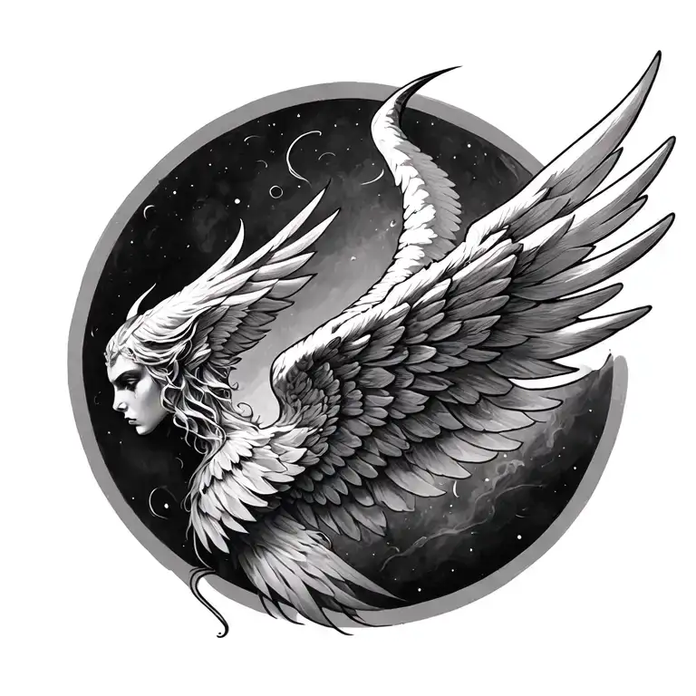 half angel half devil wing  tattoo design idea