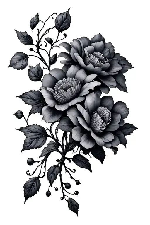 flowers and vines with dark surrealism  tattoo design idea