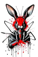 praying mantis, syringe, military rabbit tattoo design idea