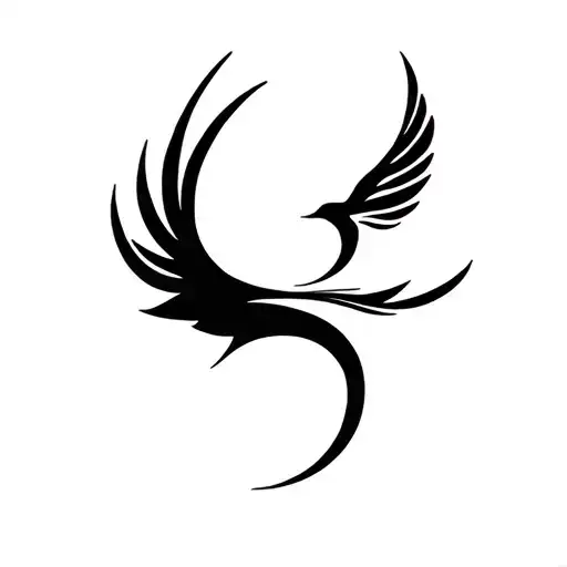 minimalist phoenix with semicolon hidden symbol tattoo design idea
