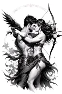 male gemini in love with female Sagittarius archer shooting tattoo design idea