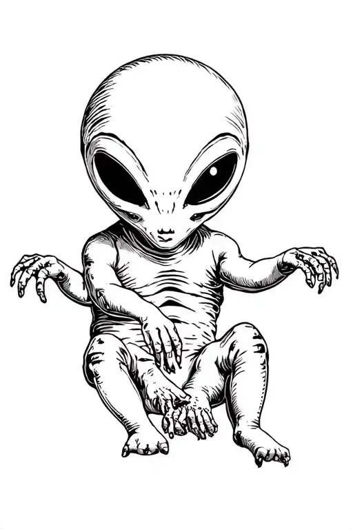 Alien Creepy Baby tattoo design idea