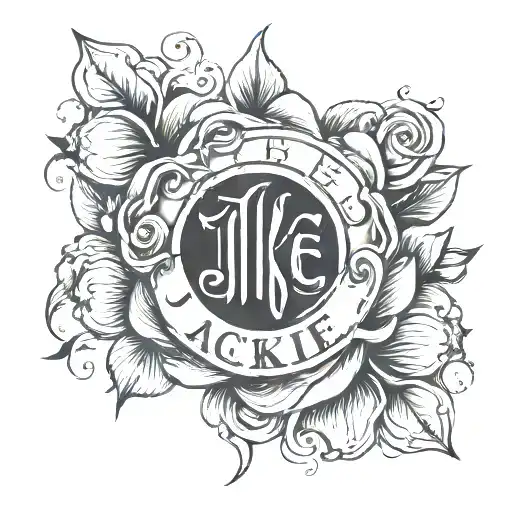 a rose with the name jackie written inside surrounded tattoo design idea