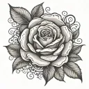 a rose with the name jackie written inside surrounded tattoo design idea