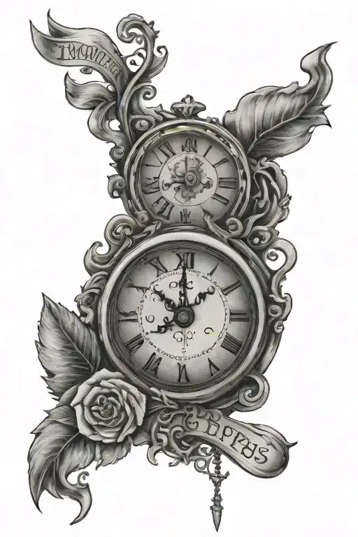 Clock and the words "This Too Shall Pass" tattoo design idea