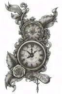 Clock and the words "This Too Shall Pass" tattoo design idea