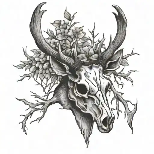 mule deer skull simple tattoo design idea
