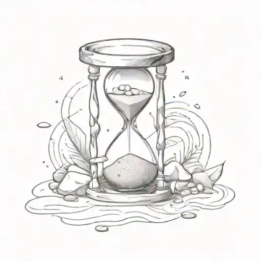 An hourglass that has sand on top and pebbles on the bottom tattoo design idea