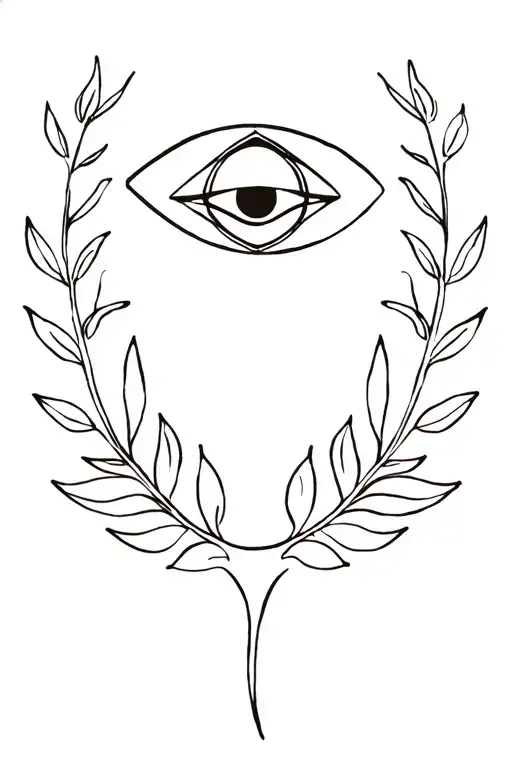 Laurel crown and Turkish eye in the center tattoo design idea