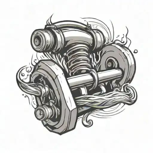 A tattoo design showcasing a gym weight and a welding torch merging together, symbolizing the client's dedication to both physical fitness and craftsmanship tattoo design idea