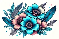 flowers feathers falling tattoo design idea