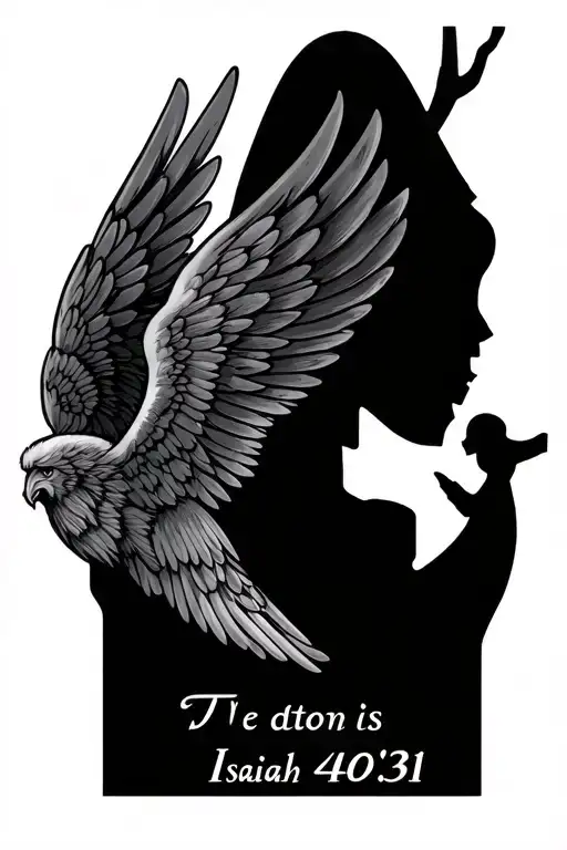 wings with Isaiah 40:31 written tattoo design idea