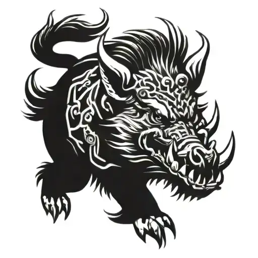boar Japanese devil aggressive tattoo design idea