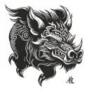 boar Japanese devil aggressive tattoo design idea