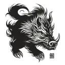 boar Japanese devil aggressive tattoo design idea