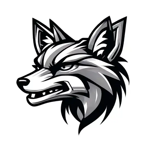 Mechanical fox head logo. Fox head is plugged into a battery. Low detail, simple design. tattoo design idea