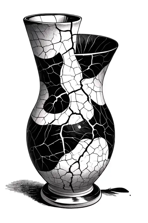 A vase with visible cracks shows that beauty also exists in imperfection. tattoo design idea