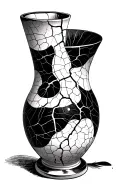 A vase with visible cracks shows that beauty also exists in imperfection. tattoo design idea
