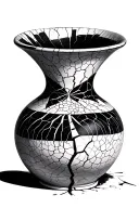 A vase with visible cracks shows that beauty also exists in imperfection. tattoo design idea