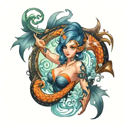 league of legends character nami tattoo design idea