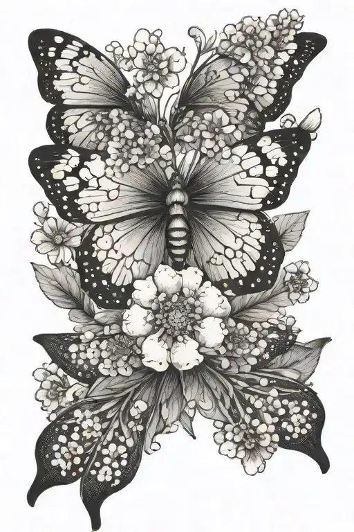 alyssum flower butter fly tattoo design idea